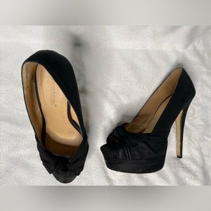 5.5 inch black suede heel with platform